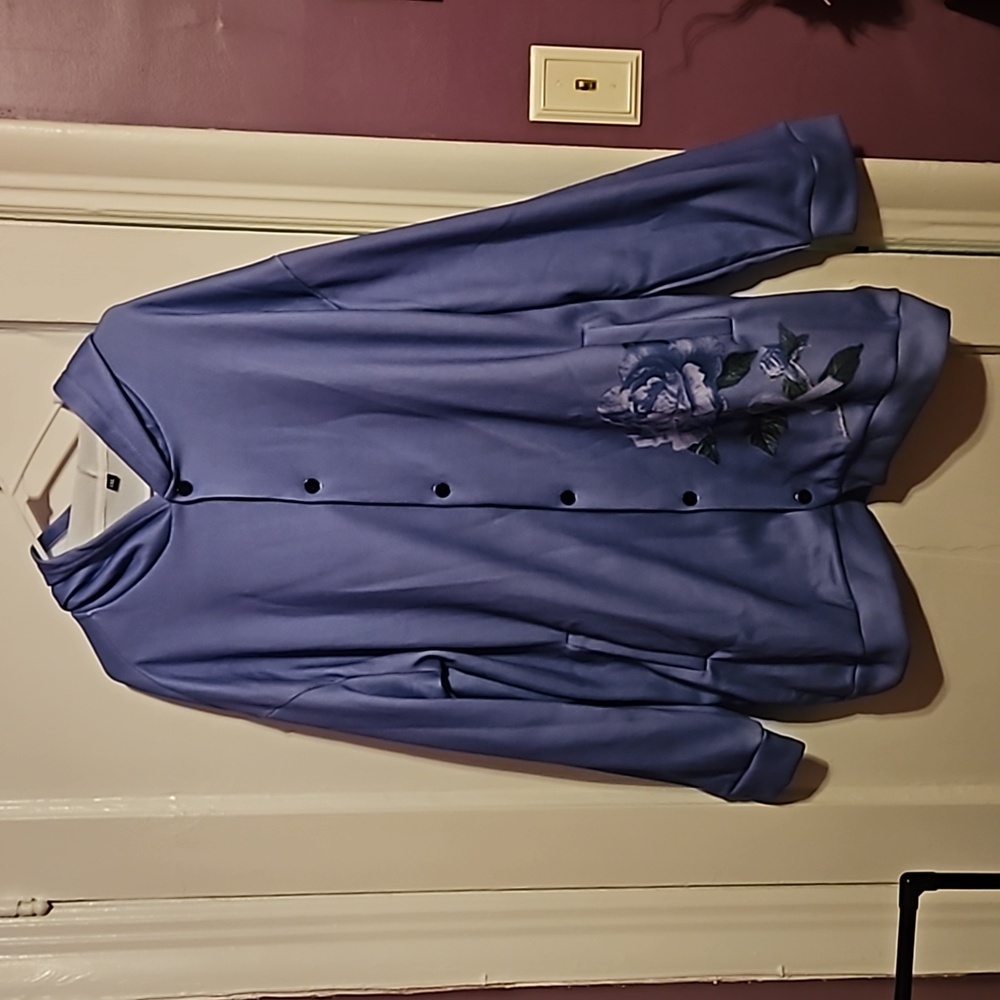 Soearo 5x purple hooded button down jacket